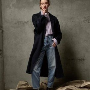 Gap - Navy Blue Oversized Wool Coat - Small Tall